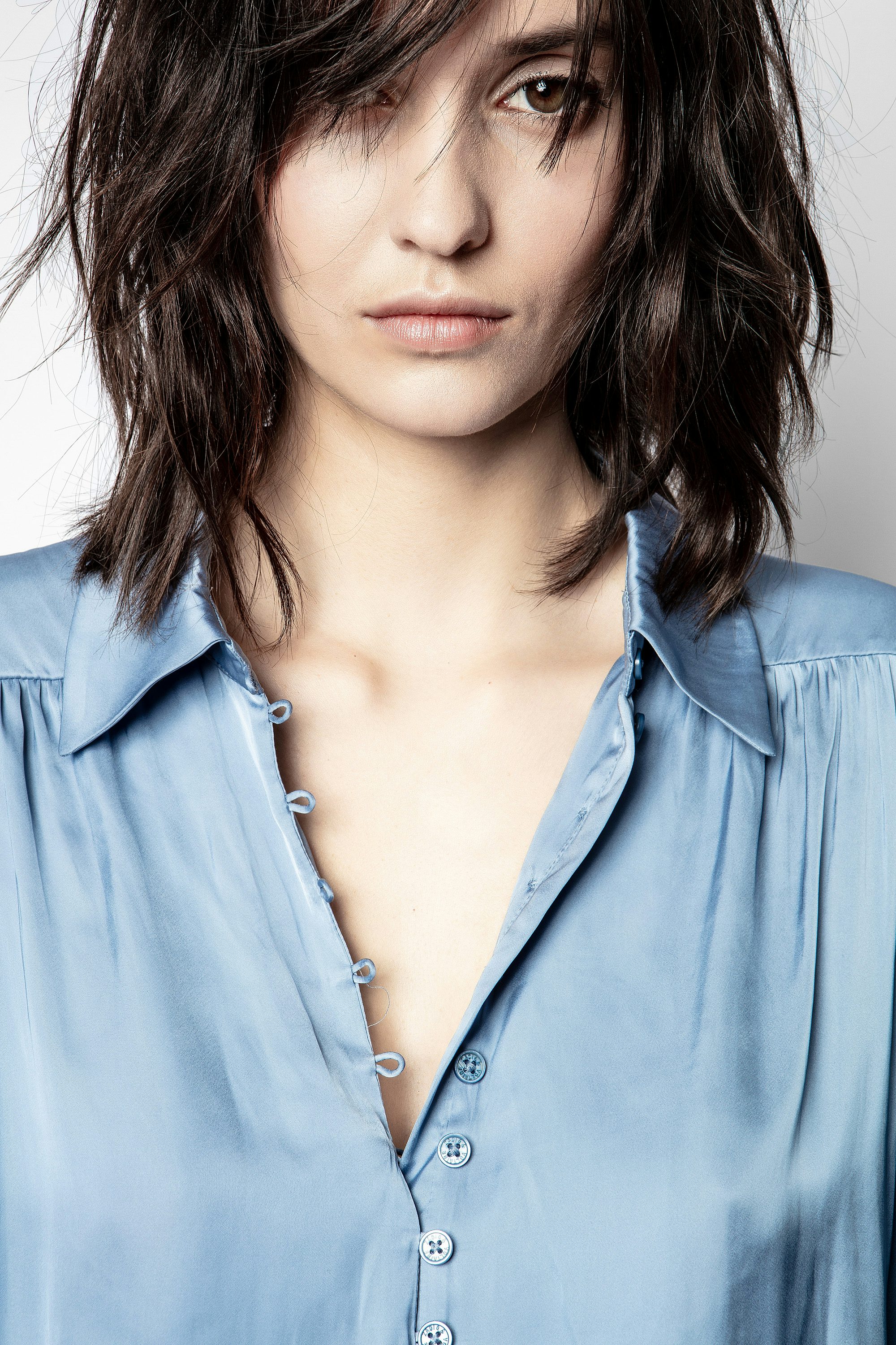 Camicia Trent Satin - Camicia blu da donna.